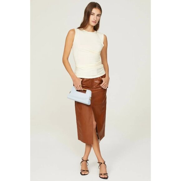 Marina Moscone Collective Cream Sleeveless Ruched Tank Top Women's Size Large L - Picture 2 of 9